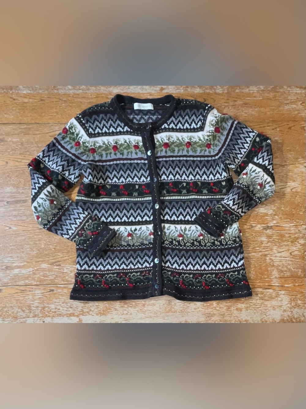 Appleseeds Fair Isle Cardigan Button-Up Sweater Size Medium